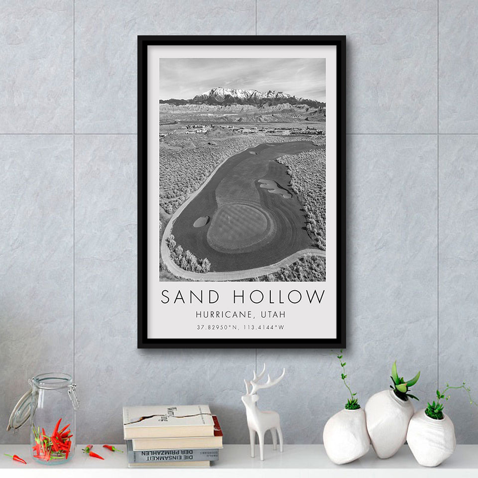 Sand Hollow Golf Course, Hole 4, Utah, Golf Art Print, Floating Frame, Framed Canvas Print Wall Art