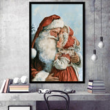 Santa And Childs, Xmas Painting Art, Christmas Holiday Painting Art, Framed Art Print, Fine Art Wall Decor