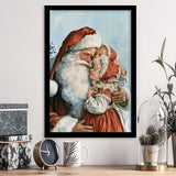 Santa And Childs, Xmas Painting Art, Christmas Holiday Painting Art, Framed Art Print, Fine Art Wall Decor