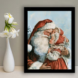 Santa And Childs, Xmas Painting Art, Christmas Holiday Painting Art, Framed Art Print, Fine Art Wall Decor