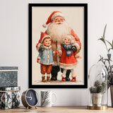 Santa With Childs Painting, Xmas Art, Christmas Holiday Painting Art, Framed Art Print, Fine Art Wall Decor