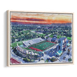 Scheumann Stadium WaterColor Framed Canvas Prints,  Muncie Indiana Watercolor, Stadium Art Gifts, Floating Frame