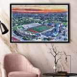 Scheumann Stadium WaterColor Framed Canvas Prints,  Muncie Indiana Watercolor, Stadium Art Gifts, Floating Frame