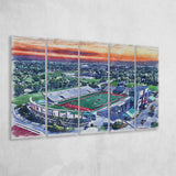 Scheumann Stadium WaterColor 5 Panels B Mixed Canvas Prints, Extra Large, Muncie Indiana Watercolor