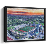 Scheumann Stadium WaterColor Framed Canvas Prints,  Muncie Indiana Watercolor, Stadium Art Gifts, Floating Frame