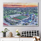 Scheumann Stadium WaterColor Canvas Prints,  Muncie Indiana Watercolor, Stadium Art Gifts