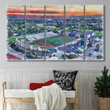 Scheumann Stadium WaterColor 5 Panels B Mixed Canvas Prints, Extra Large, Muncie Indiana Watercolor