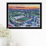 Scheumann Stadium WaterColor Framed Canvas Prints,  Muncie Indiana Watercolor, Stadium Art Gifts, Floating Frame