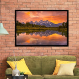 Schwabacher Sunset,Lake Mirroring Resize, Framed Art Print Wall Decor, Framed Picture