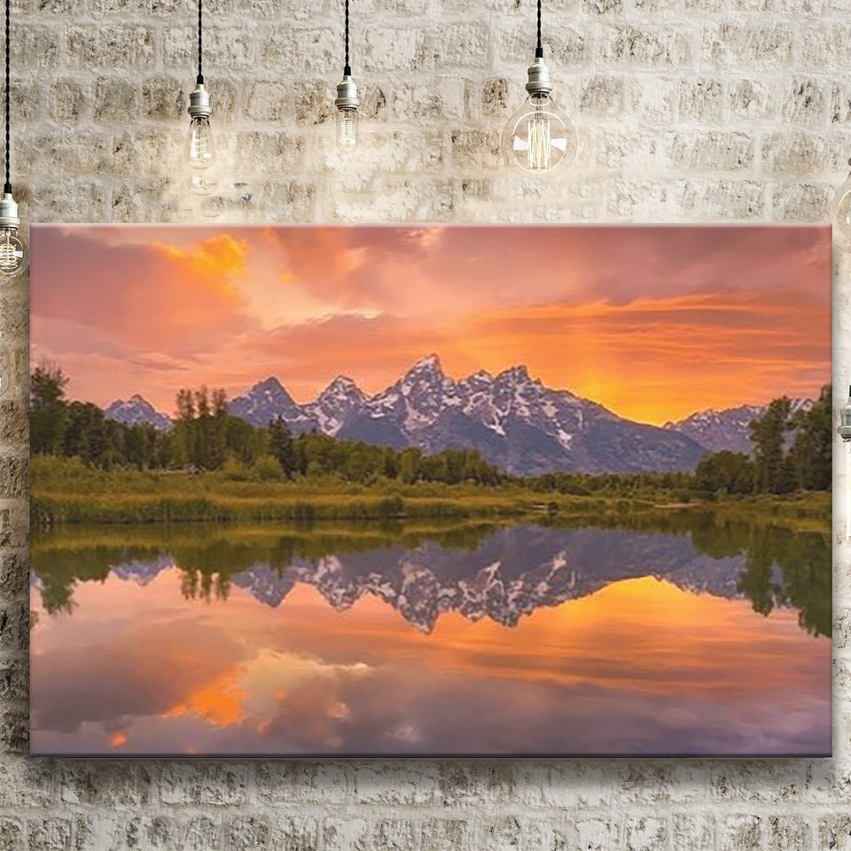 Schwabacher Sunset,Lake Mirroring Resize, Canvas Print Wall Art Decor, Landscape Art Print