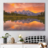 Schwabacher Sunset,Lake Mirroring Resize, Canvas Print Wall Art Decor, Landscape Art Print