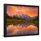 Schwabacher Sunset,Lake Mirroring Resize, Framed Art Print Wall Decor, Framed Picture
