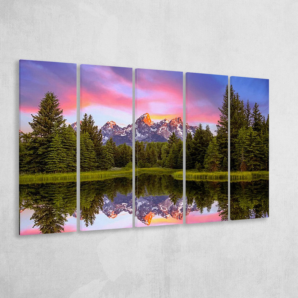 Schwabacher'S Landing At Sunrise Resize, Extra Large Multi 5 Panel Canvas Print Wall Art Decor