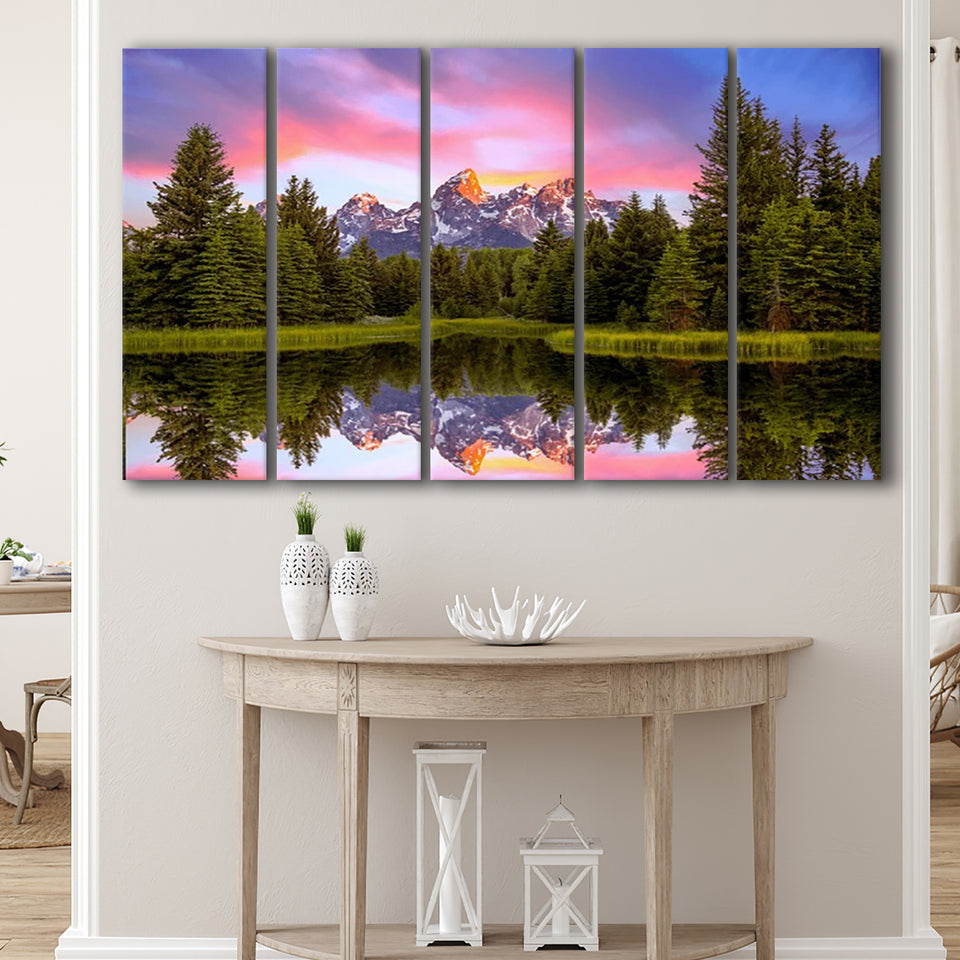 Schwabacher'S Landing At Sunrise Resize, Extra Large Multi 5 Panel Canvas Print Wall Art Decor