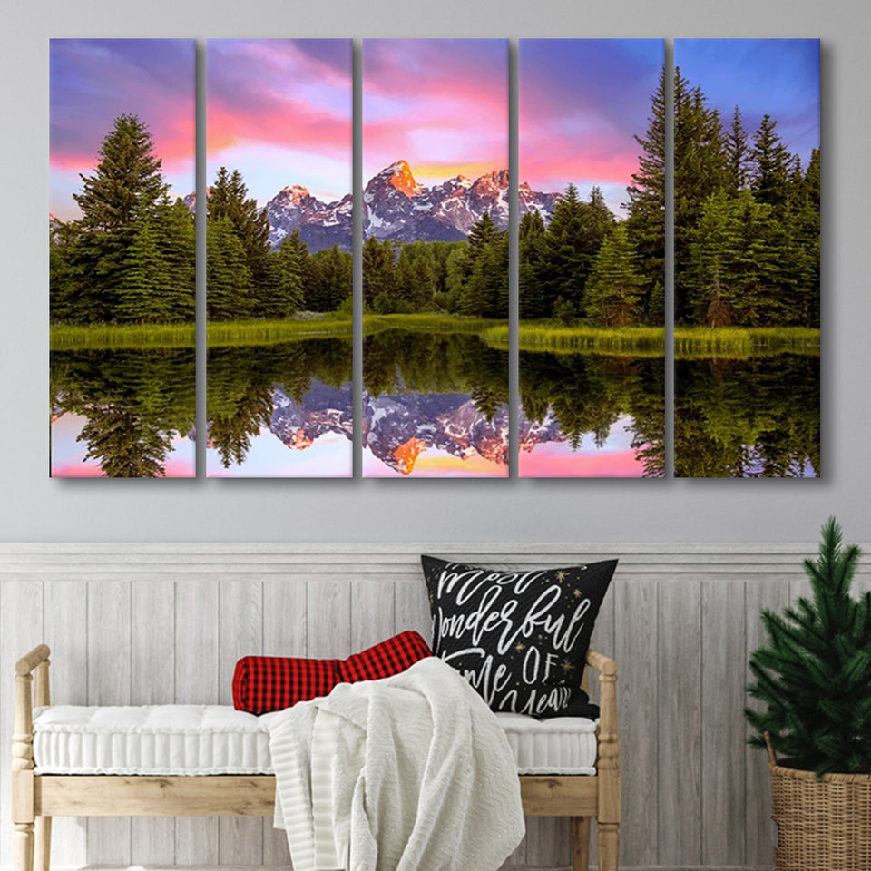 Schwabacher'S Landing At Sunrise Resize, Extra Large Multi 5 Panel Canvas Print Wall Art Decor