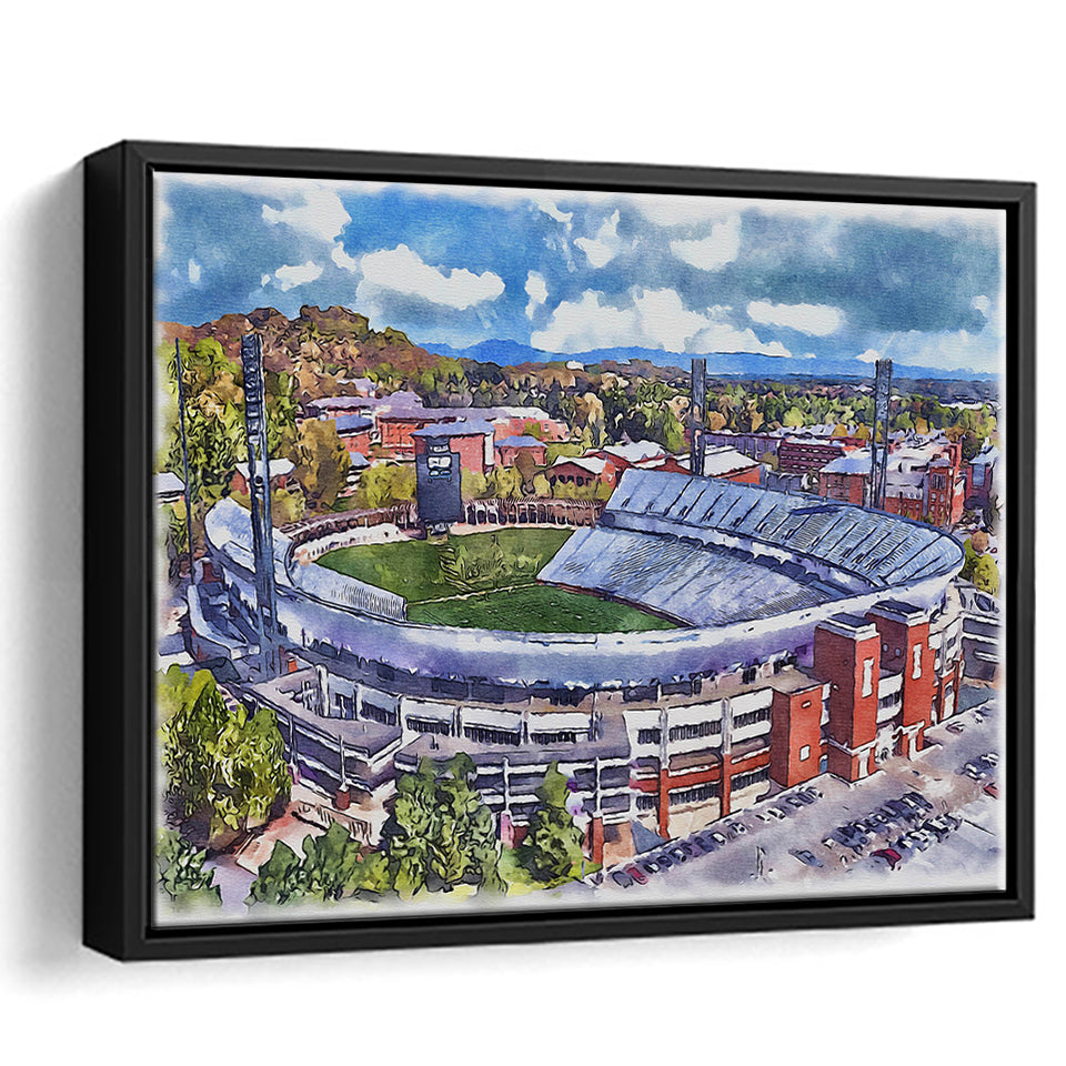 Scott Stadium WaterColor Framed Canvas Prints, Albemarle County Virginia Watercolor, Stadium Art Gifts, Floating Frame