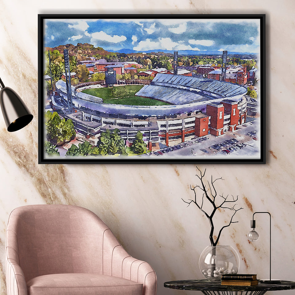 Scott Stadium WaterColor Framed Canvas Prints, Albemarle County Virginia Watercolor, Stadium Art Gifts, Floating Frame