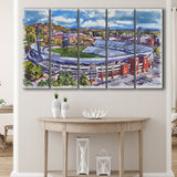 Scott Stadium WaterColor 5 Panels B Mixed Canvas Prints, Extra Large, Albemarle County Virginia Watercolor