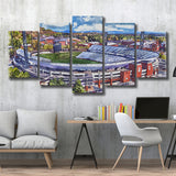 Scott Stadium WaterColor 5 Panels Mix Canvas Prints, Albemarle County Virginia Watercolor, Large Stadium Canvas