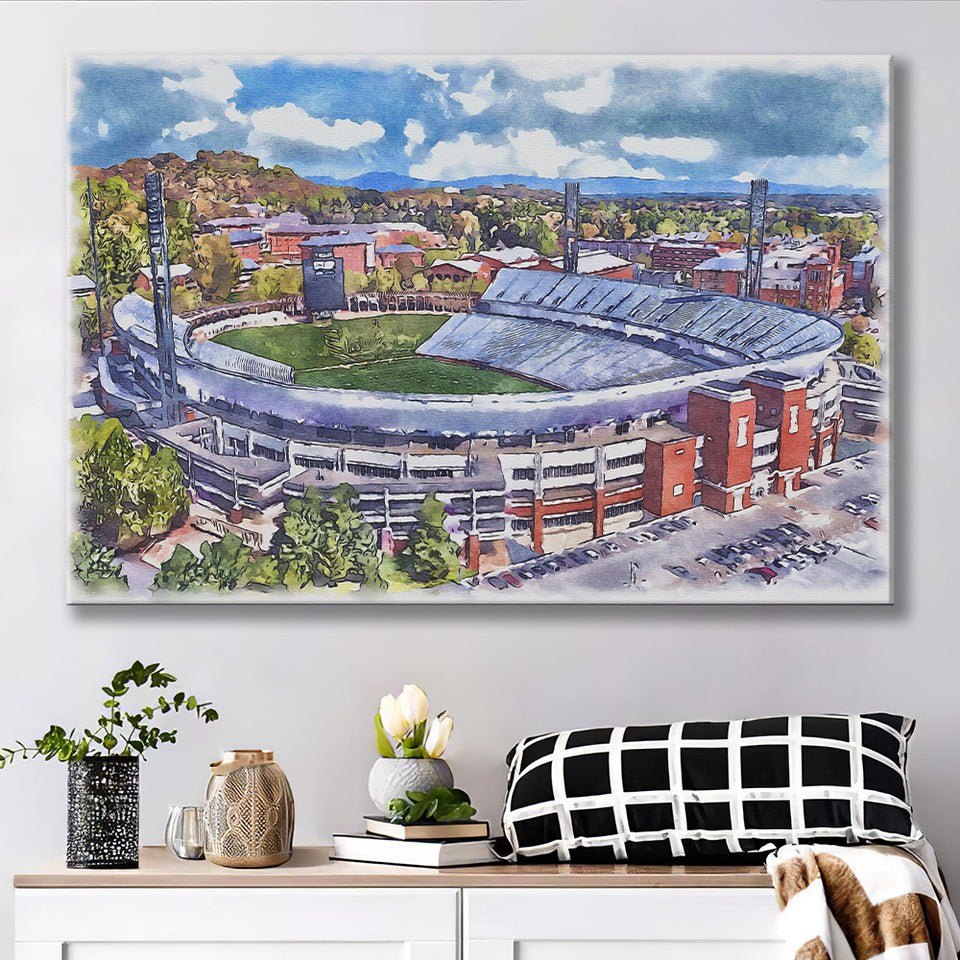 Scott Stadium WaterColor Canvas Prints, Albemarle County Virginia Watercolor, Stadium Art Gifts