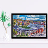 Scott Stadium WaterColor Framed Art Prints, Albemarle County Virginia Watercolor, Stadium Art Gifts