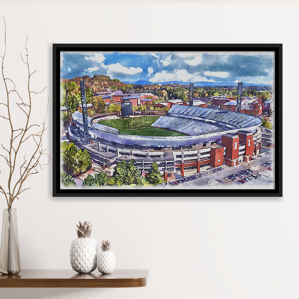 Scott Stadium WaterColor Framed Canvas Prints, Albemarle County Virginia Watercolor, Stadium Art Gifts, Floating Frame