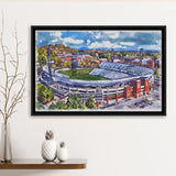 Scott Stadium WaterColor Framed Canvas Prints, Albemarle County Virginia Watercolor, Stadium Art Gifts, Floating Frame
