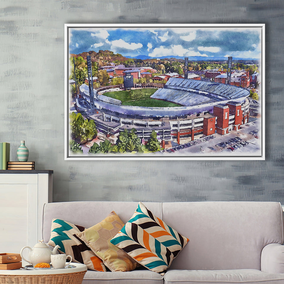 Scott Stadium WaterColor Framed Canvas Prints, Albemarle County Virginia Watercolor, Stadium Art Gifts, Floating Frame