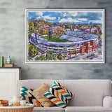 Scott Stadium WaterColor Framed Canvas Prints, Albemarle County Virginia Watercolor, Stadium Art Gifts, Floating Frame