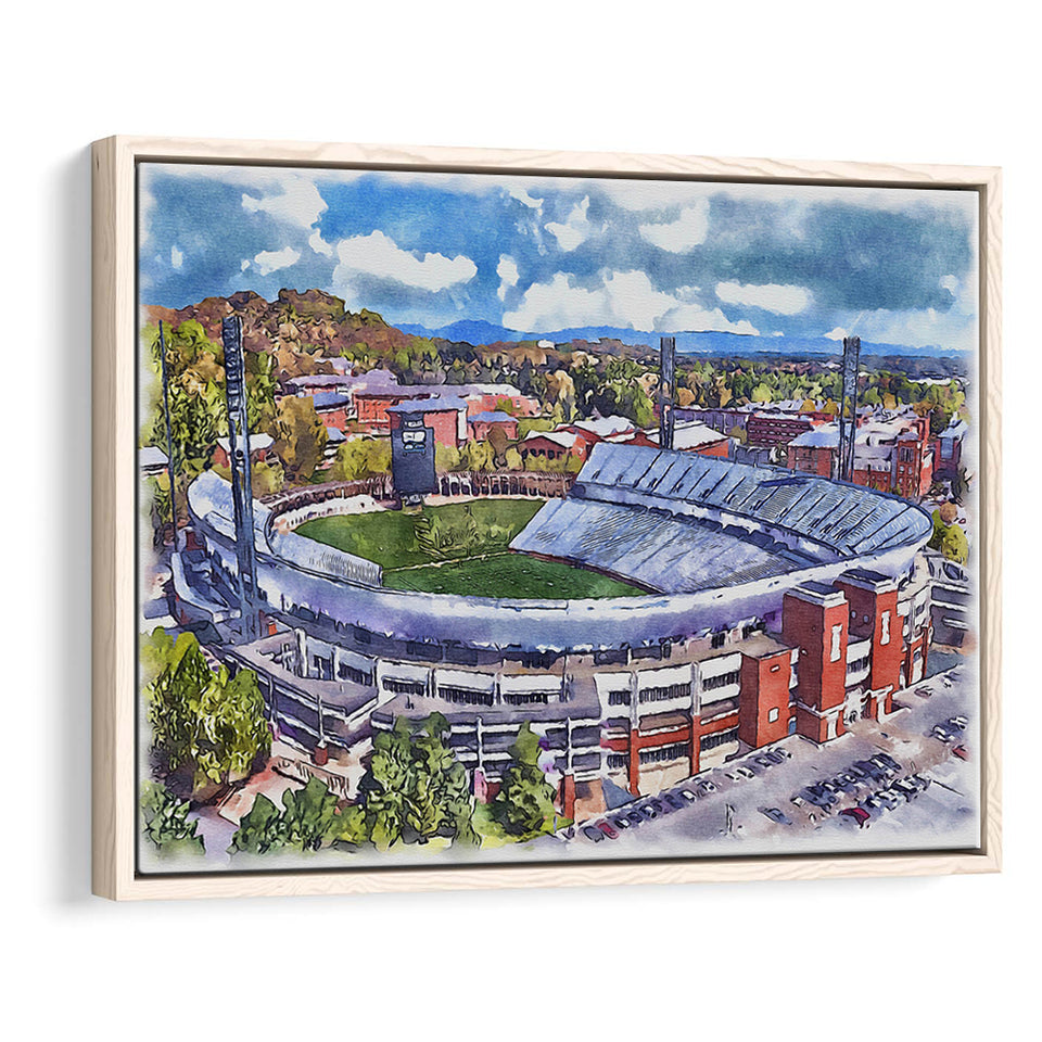 Scott Stadium WaterColor Framed Canvas Prints, Albemarle County Virginia Watercolor, Stadium Art Gifts, Floating Frame