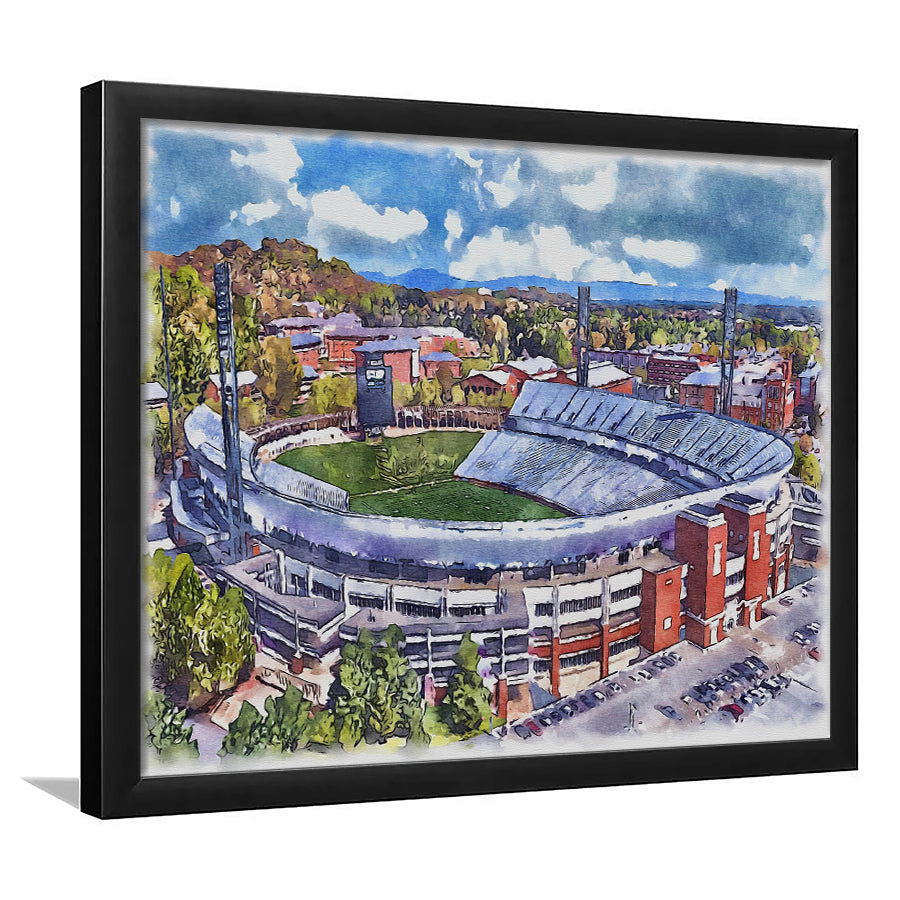 Scott Stadium WaterColor Framed Art Prints, Albemarle County Virginia Watercolor, Stadium Art Gifts