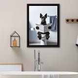 Scottish Terrier Art Framed Canvas Prints Wall Art, Funny Bathroom Decor, Dog In Toilet