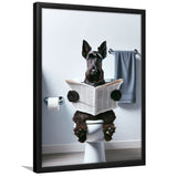 Scottish Terrier Art Framed Art Print Wall Decor, Funny Bathroom Decor, Dog In Toilet