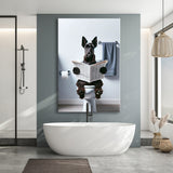 Scottish Terrier Art Canvas Prints Wall Art, Funny Bathroom Decor, Dog in Toilet
