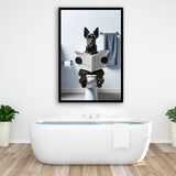 Scottish Terrier Art Framed Art Print Wall Decor, Funny Bathroom Decor, Dog In Toilet