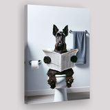 Scottish Terrier Art Canvas Prints Wall Art, Funny Bathroom Decor, Dog in Toilet