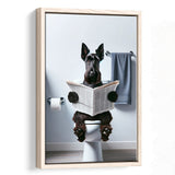 Scottish Terrier Art Framed Canvas Prints Wall Art, Funny Bathroom Decor, Dog In Toilet