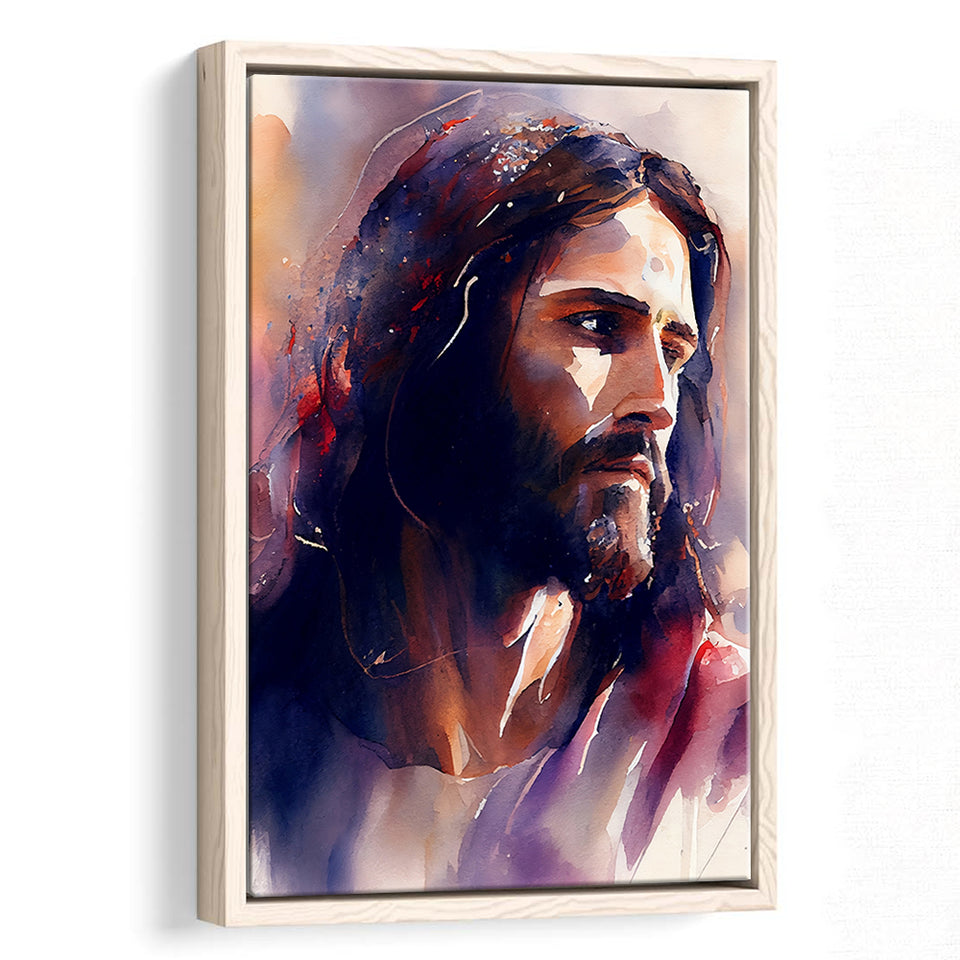 Serene Jesus Christ Water Color, Framed Canvas Painting, Framed Canvas Prints Wall Art Decor