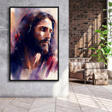 Serene Jesus Christ Water Color, Framed Canvas Painting, Framed Canvas Prints Wall Art Decor