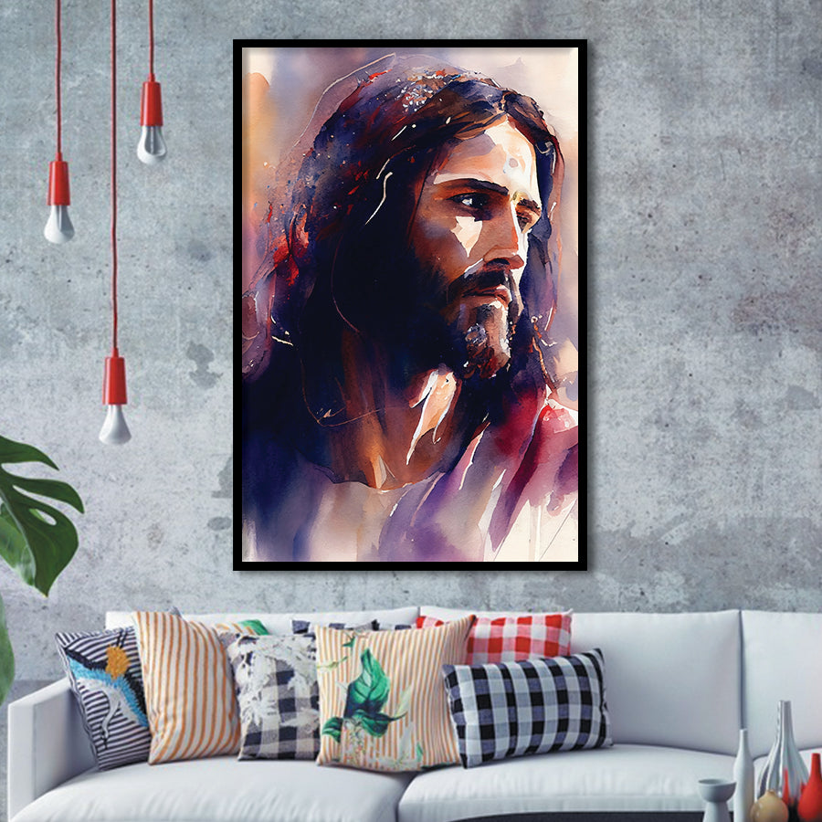 Serene Jesus Christ Water Color, Framed Art Print Wall Decor, Framed Picture