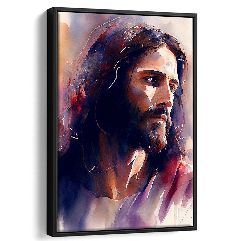 Serene Jesus Christ Water Color, Framed Canvas Painting, Framed Canvas Prints Wall Art Decor