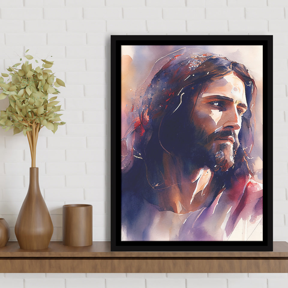 Serene Jesus Christ Water Color, Framed Canvas Painting, Framed Canvas Prints Wall Art Decor