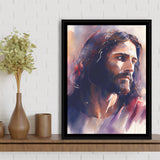 Serene Jesus Christ Water Color, Framed Canvas Painting, Framed Canvas Prints Wall Art Decor