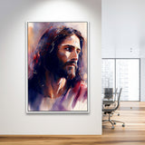 Serene Jesus Christ Water Color, Framed Canvas Painting, Framed Canvas Prints Wall Art Decor