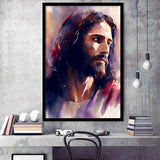 Serene Jesus Christ Water Color, Framed Art Print Wall Decor, Framed Picture
