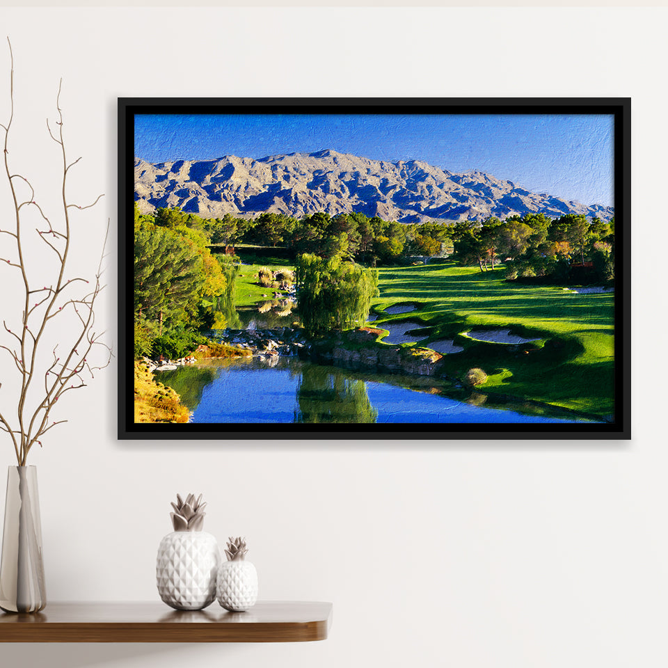 Shadow Creek Golf Club Hole 18, North Las Vegas, Golf Art Print, Gift for him, Framed Canvas Prints Wall Art