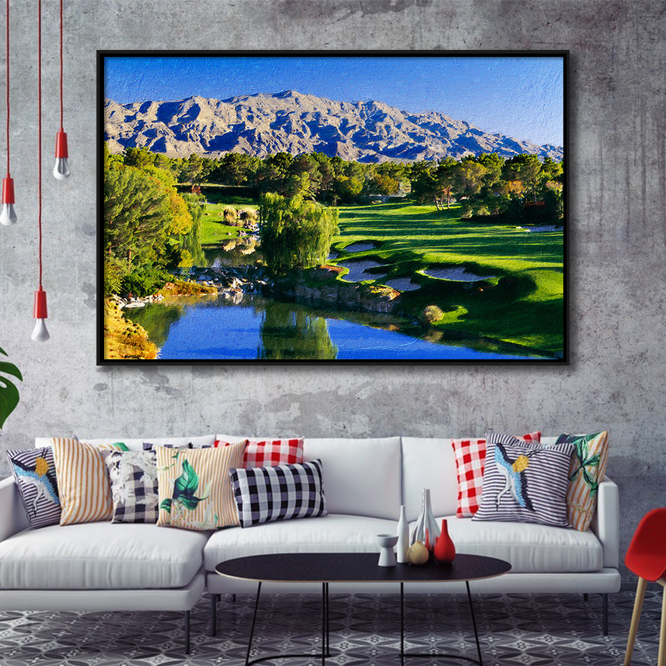 Shadow Creek Golf Club Hole 18, North Las Vegas, Golf Art Print, Gift for him, Framed Canvas Prints Wall Art
