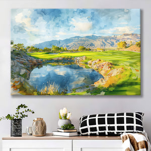 Shadow Creek Golf Club Hole 18 Painting, Golf Art Print, Gift for him, Canvas Prints Wall Art