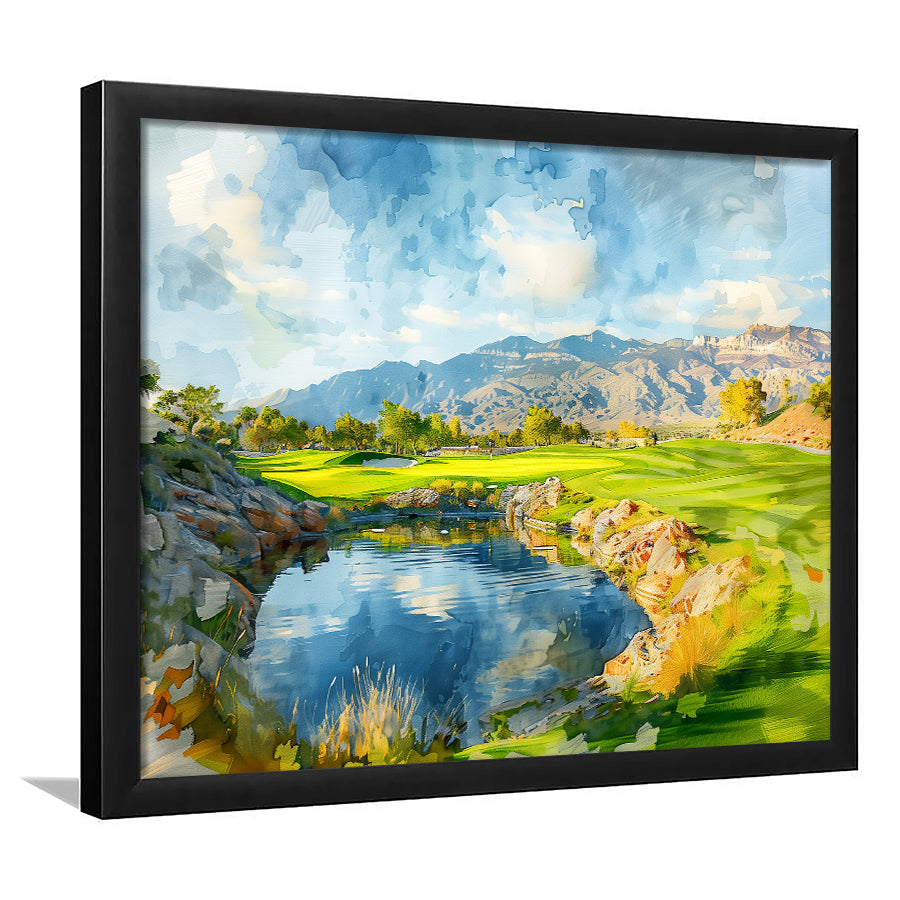 Shadow Creek Golf Club Hole 18 Painting, Golf Art, Gift for him, Framed Art Prints Wall Decor