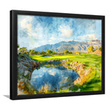 Shadow Creek Golf Club Hole 18 Painting, Golf Art, Gift for him, Framed Art Prints Wall Decor